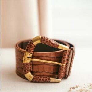 NWT - Sezane - Sophie Belt - Cognac Croco - 80cm